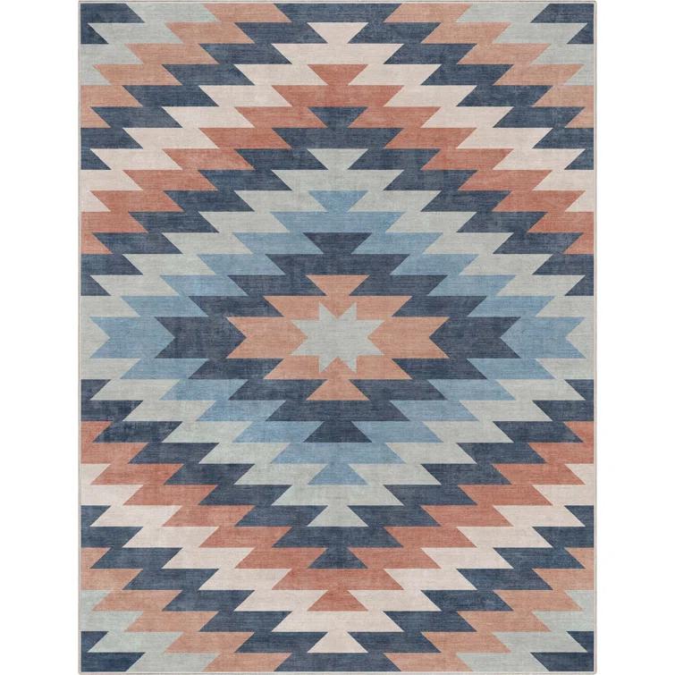 Kehr Albuquerque Southwestern Flatweave Blue Area Rug