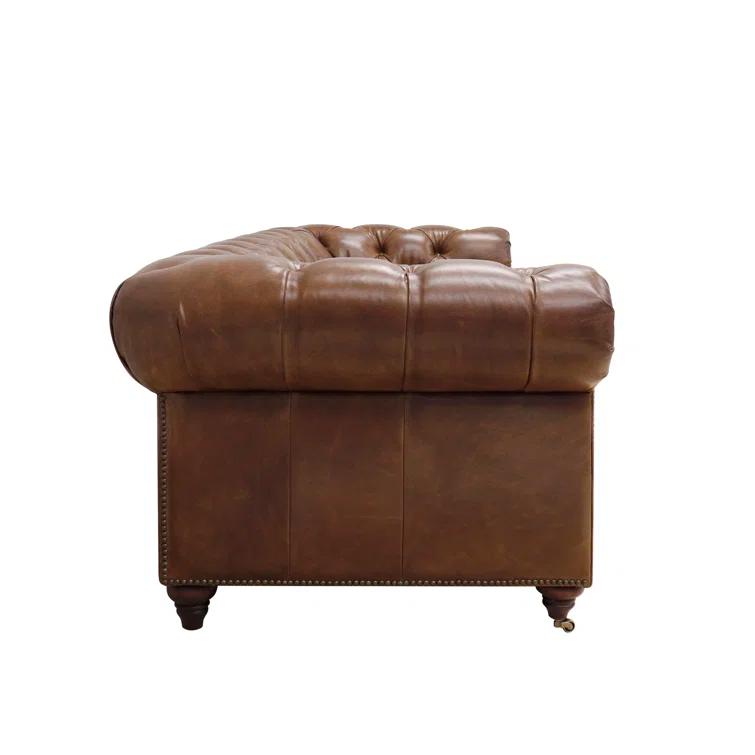 Pasargad Paris Club 88'' Leather Sofa