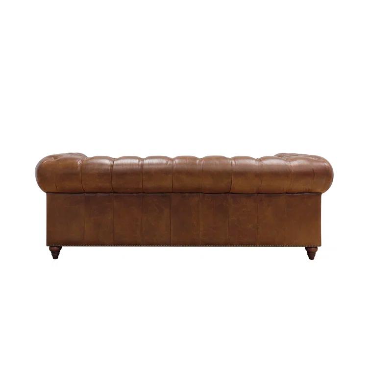 Pasargad Paris Club 88'' Leather Sofa
