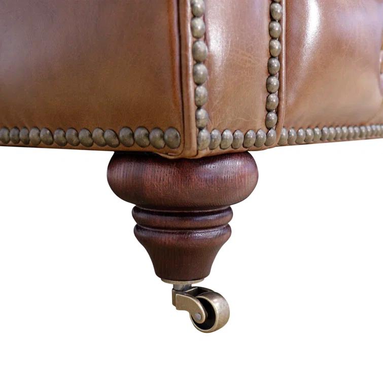 Pasargad Paris Club 88'' Leather Sofa
