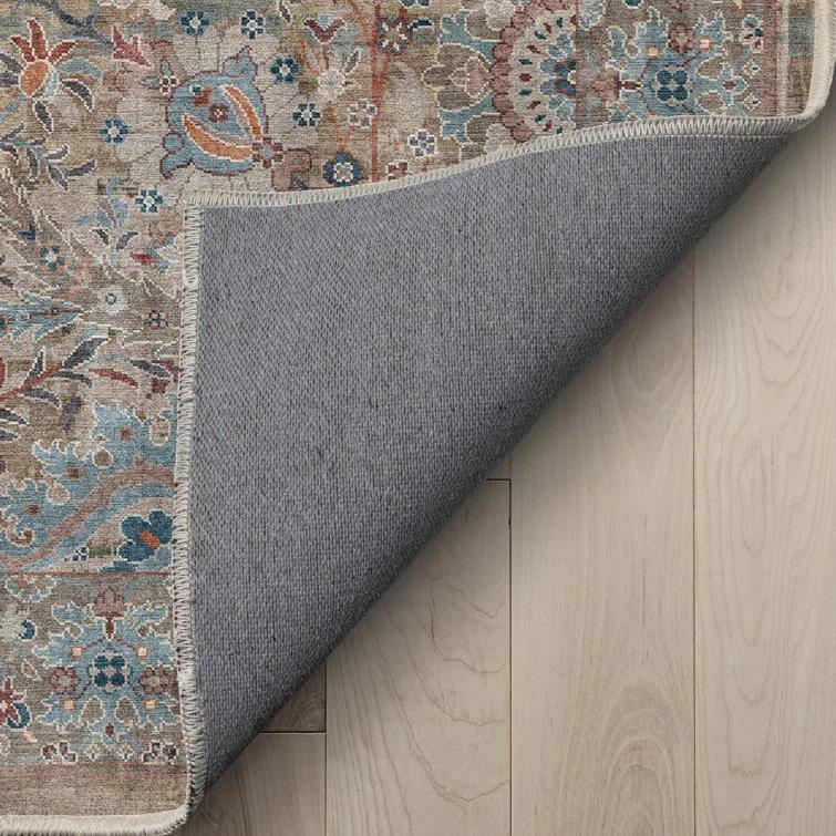 Ervin Emilia Vintage Persian Floral Blue Beige Flat-Weave Rug