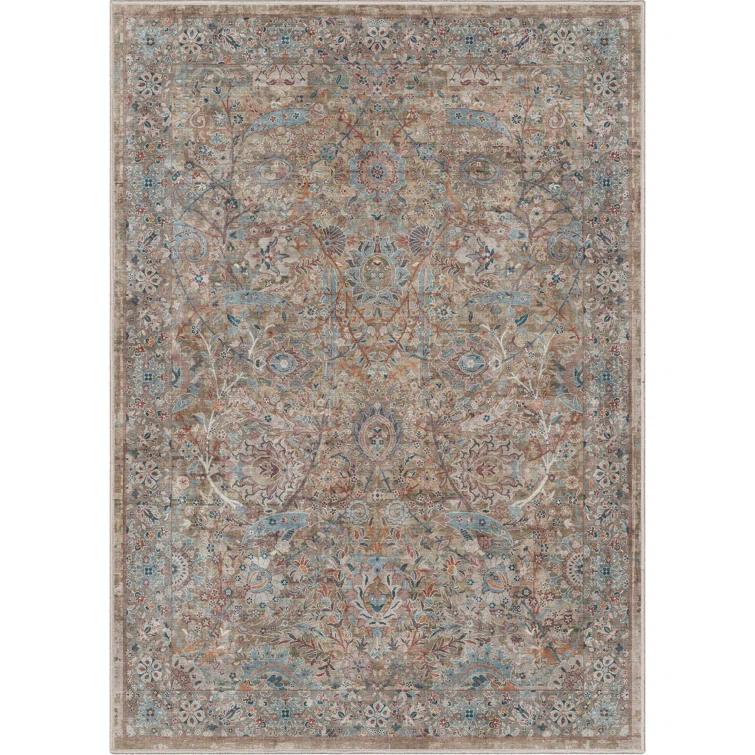 Ervin Emilia Vintage Persian Floral Blue Beige Flat-Weave Rug