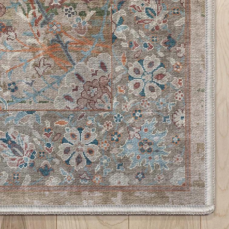 Ervin Emilia Vintage Persian Floral Blue Beige Flat-Weave Rug