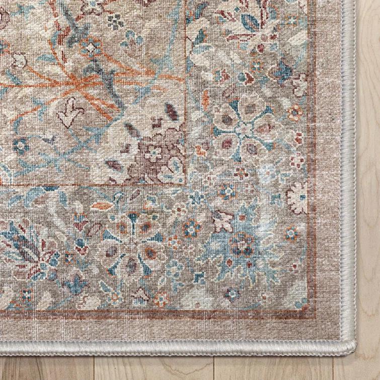 Emilia Vintage Persian Floral Ivory Flat-Weave Rug