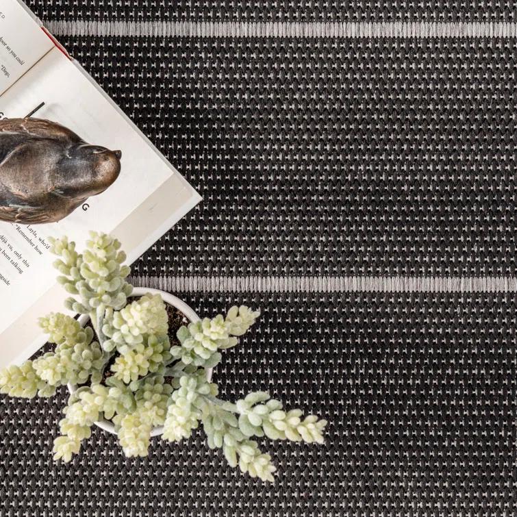 Randall Striped Machine Woven / Power Loomed Indoor/Outdoor Patio Rug