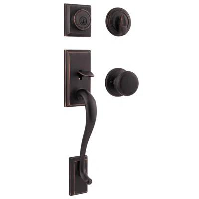 Hawthorne Handleset with Single Cylinder Deadbolt and Juno Door Knob and Rosette