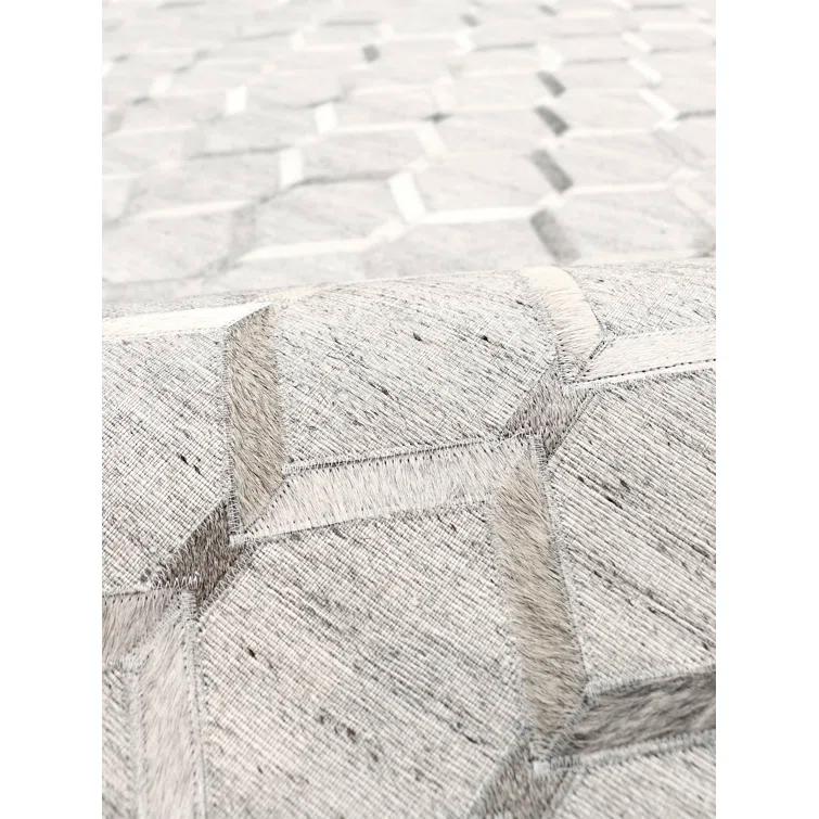 Pasargad Home Galaxy Hand-loomed Cowhide & Sari Silk Rug 9' 0" X 12' 0" Silver