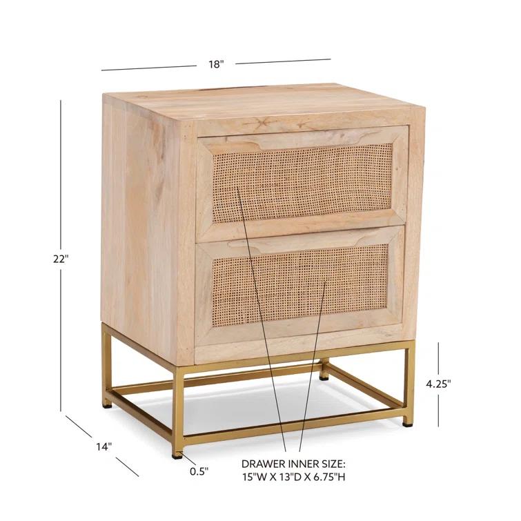 Leanne 2 - Drawer Cane Front Nightstand