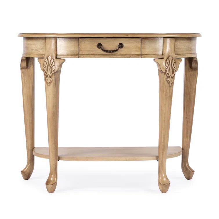 Butler Specialty Kimball 36" Demilune Wood Console Table In Antique Beige