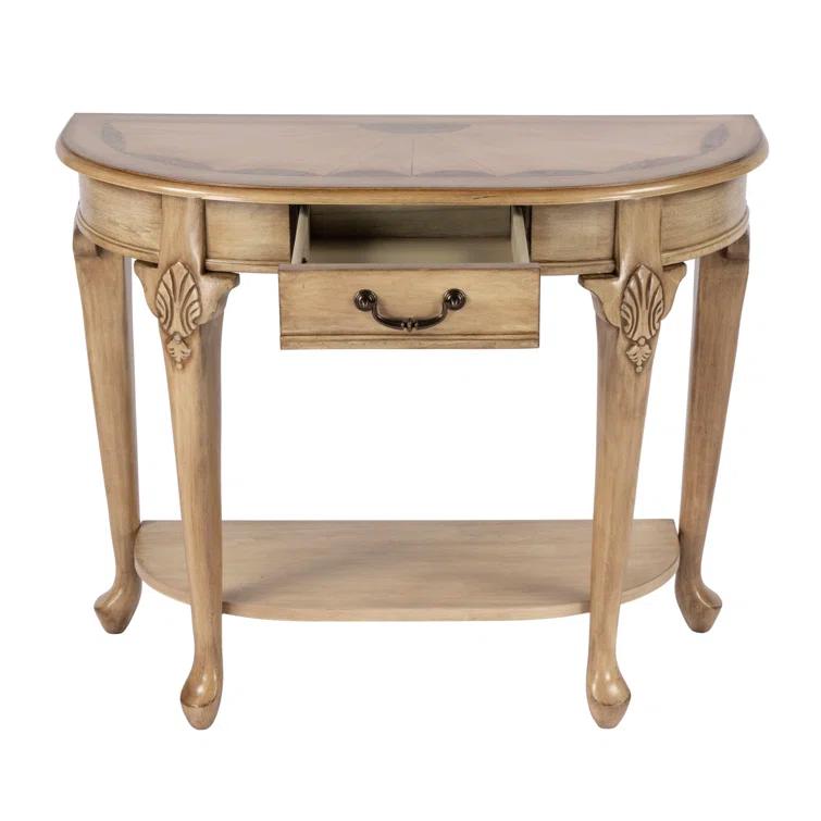Butler Specialty Kimball 36" Demilune Wood Console Table In Antique Beige