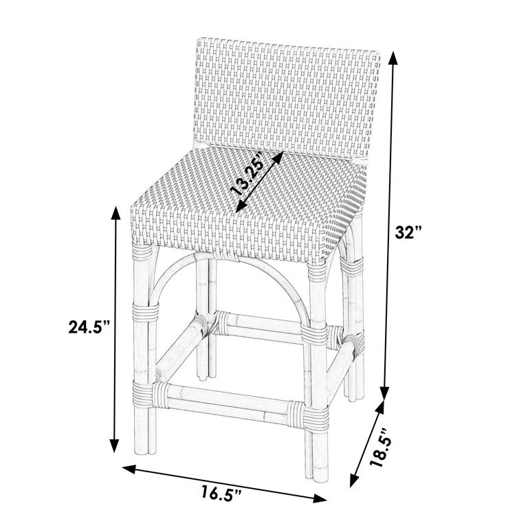 Butler Specialty Serienna Rattan Low Back 24.5" Counter Stool - White/Black