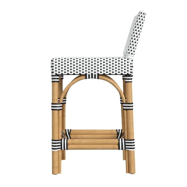 Butler Specialty Serienna Rattan Low Back 24.5" Counter Stool - White/Black