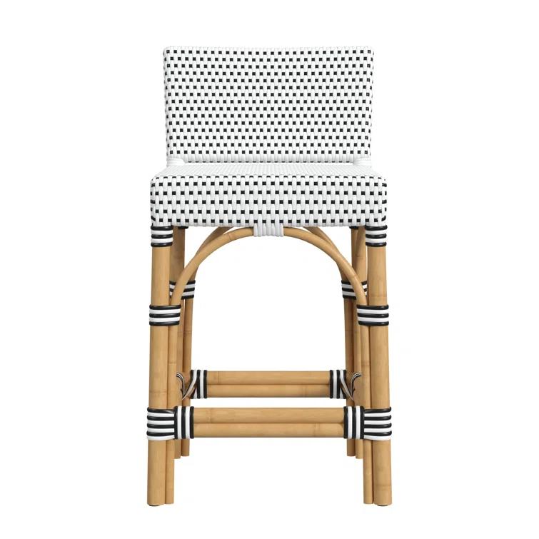 Butler Specialty Serienna Rattan Low Back 24.5" Counter Stool - White/Black
