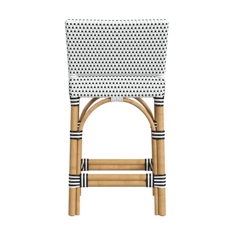 Butler Specialty Serienna Rattan Low Back 24.5" Counter Stool - White/Black