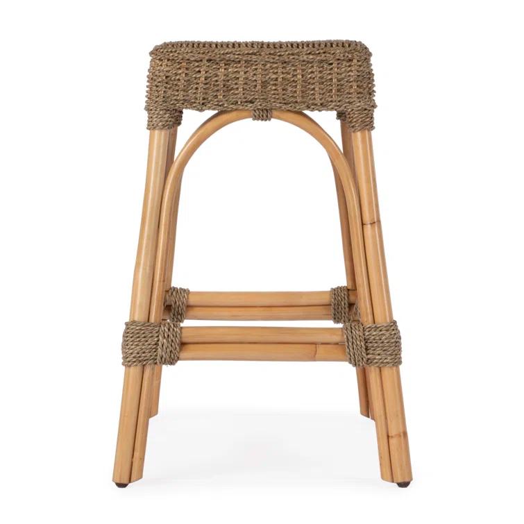 Butler Specialty Company Robias Rattan 24.5" Counter Stool - Gray & White Stripe