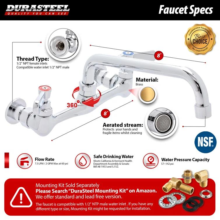 Single Bowl Commercial Sink w/ Lead Free Faucet - 18" x 18" x 13" Bowl Size - NSF Certified