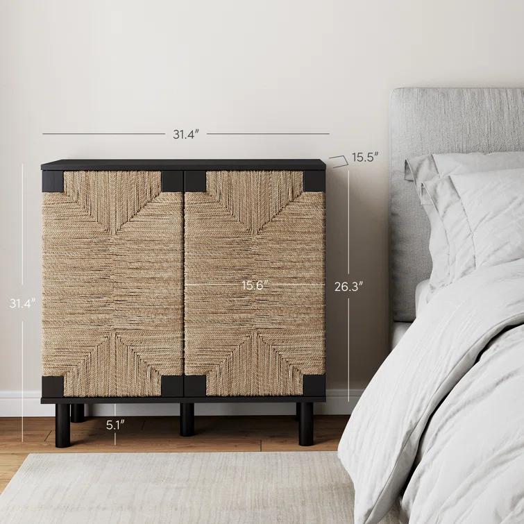 Shellie 31.4'' Tall Solid Wood 2 - Door Accent Cabinet