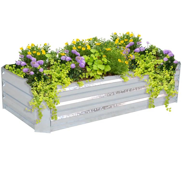 Ippolito Rectangular Galvanized Steel Raised Garden Bed