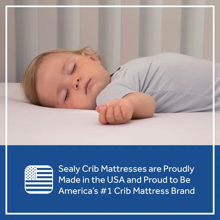 Sealy Baby Premium Firm Hypoallergenic Baby Crib Mattress & Toddler Bed Mattress, Waterproof Baby Mattress, 150 Coils, Air Quality Certified, 52"x28"