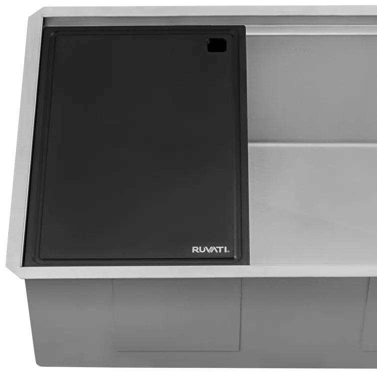 Ruvati 27-inch Workstation Slope Bottom Offset Drain Undermount 16 Gauge Kitchen Sink