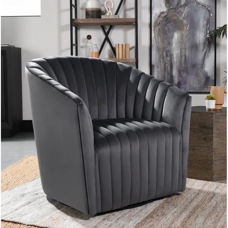 Upholstered Swivel Barrel Chair