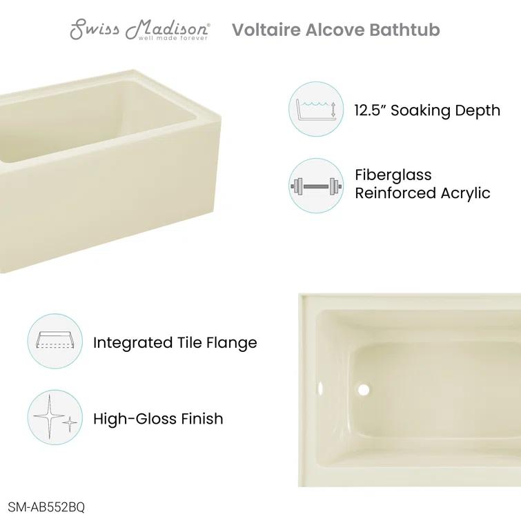 Voltaire 48" x 32" Alcove Bathtub with Apron