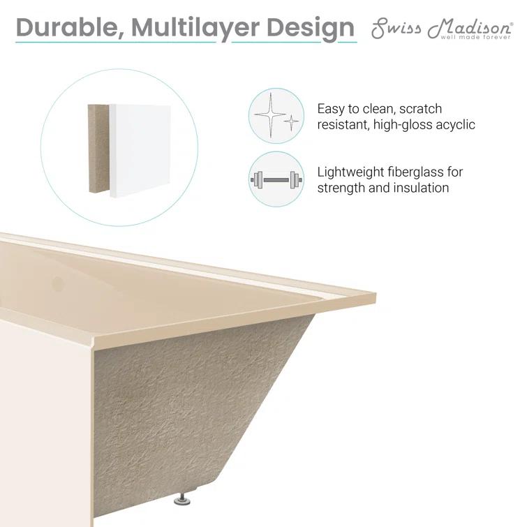 Voltaire 54" x 30" Alcove Bathtub with Apron