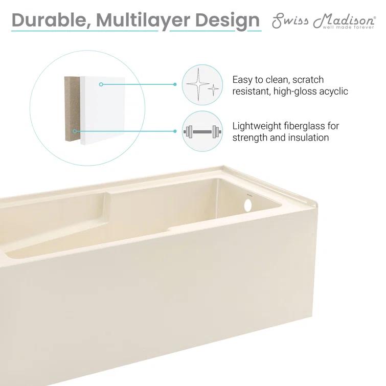 Voltaire 60" x 30" Alcove Bathtub with Apron