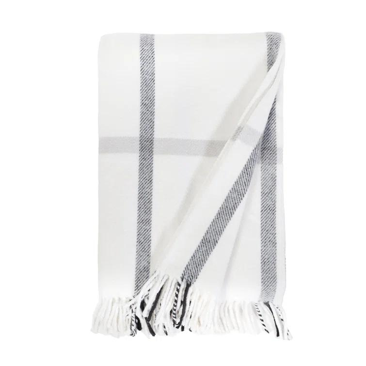 Copenhagen Brushed Cotton Throw by Pom Pom at Home - White and Gray