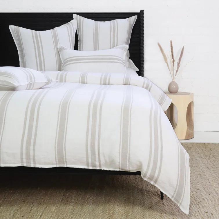 Pom Pom At Home Jackson Modern Farmhouse 100% Linen No Striped Duvet Cover