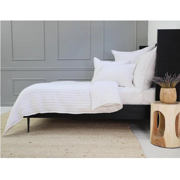 Blake Linen Duvet by Pom Pom at Home - White and Natural / Queen