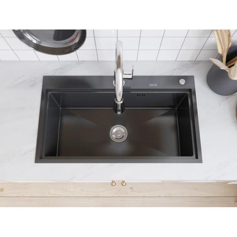 31.5"L Drop-in Stainless Steel Kitchen Sink, Single Large Kitchen Sink with Accessories