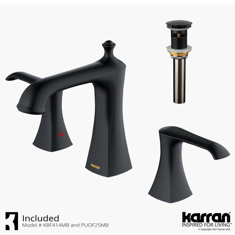 Karran Woodburn 8 In. Widespread 2-Handle Bathroom Faucet With Matching Pop-up Drain