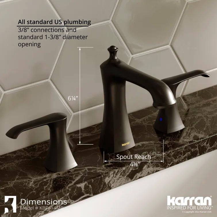 Karran Woodburn 8 In. Widespread 2-Handle Bathroom Faucet With Matching Pop-up Drain
