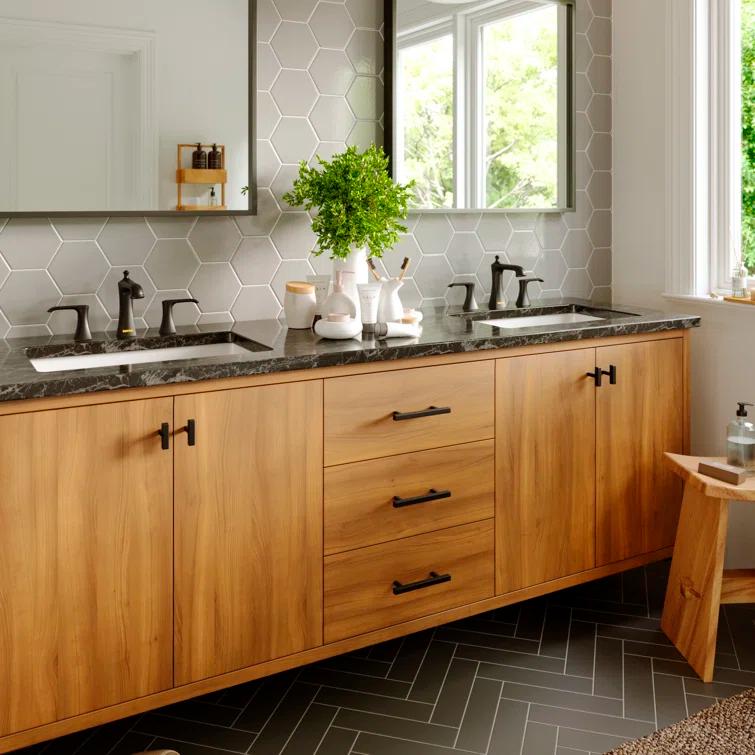 Karran Woodburn 8 In. Widespread 2-Handle Bathroom Faucet With Matching Pop-up Drain