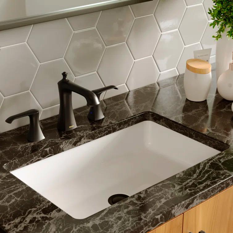 Karran Woodburn 8 In. Widespread 2-Handle Bathroom Faucet With Matching Pop-up Drain