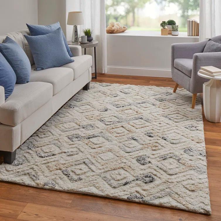 Nomadic Blue Diamond 8' x 10' Hand Tufted Wool Area Rug