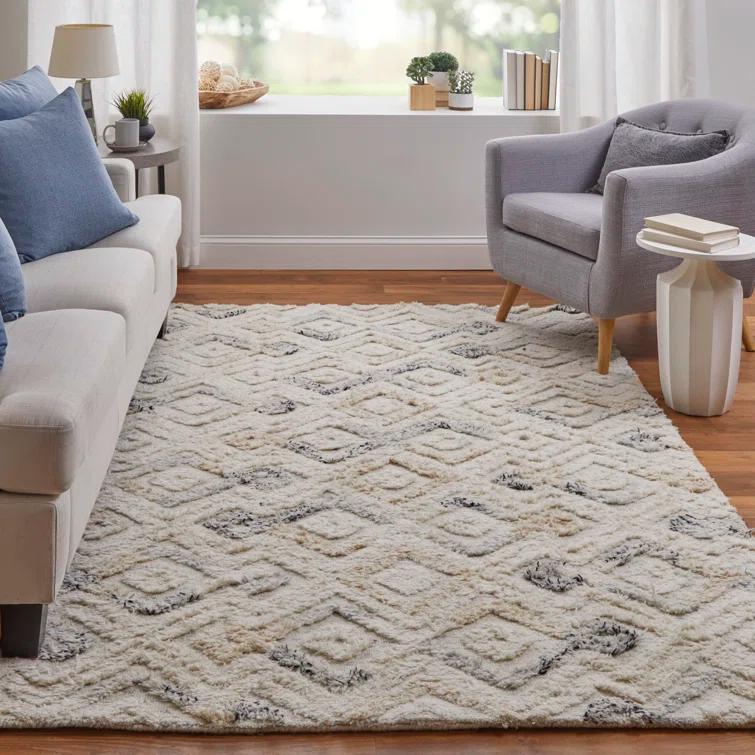 Nomadic Blue Diamond 8' x 10' Hand Tufted Wool Area Rug