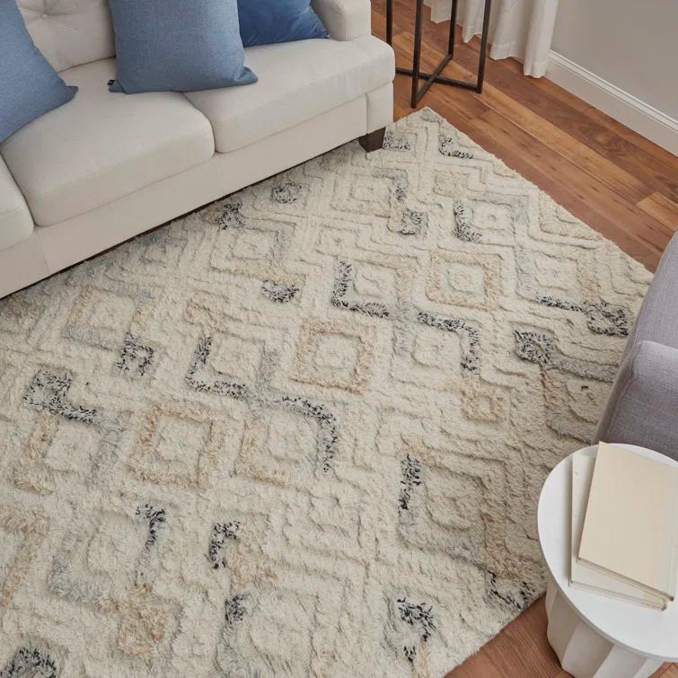 Nomadic Blue Diamond 8' x 10' Hand Tufted Wool Area Rug