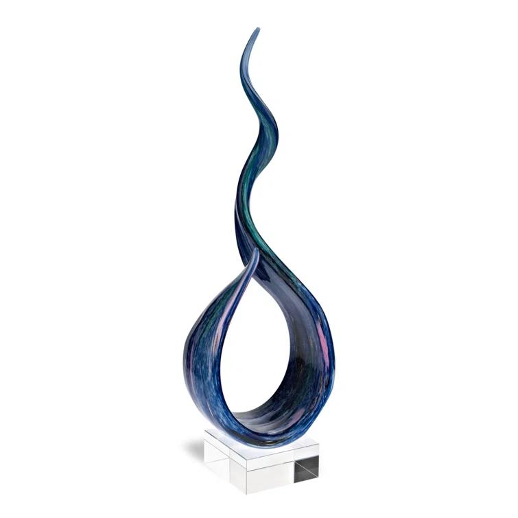 18" Tall Abstract Murano-Style Mouth-Blown Glass Sculpture