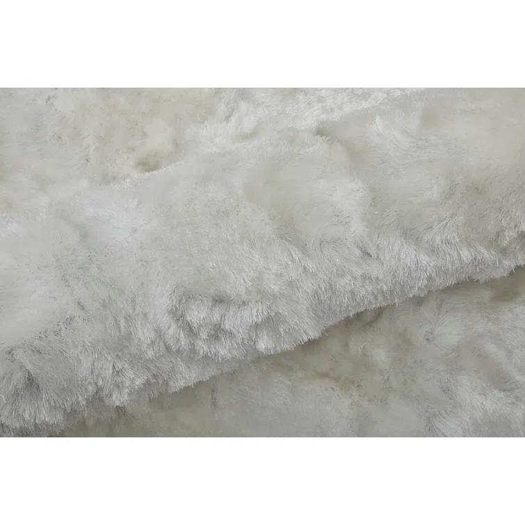 Freya White Rectangular Handcrafted Shag Rug