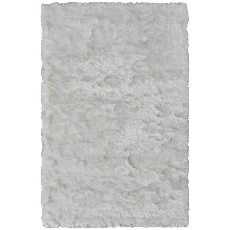 Freya White Rectangular Handcrafted Shag Rug