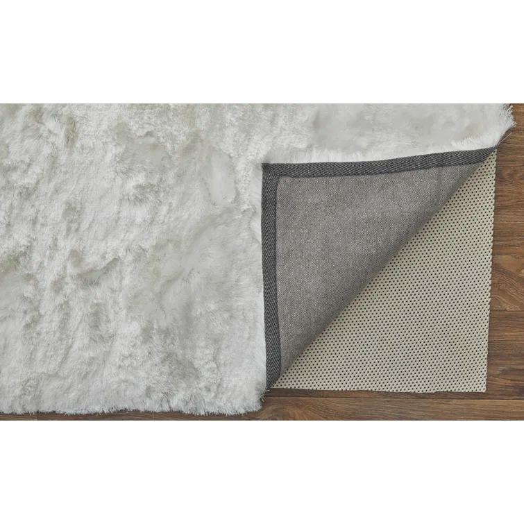 Freya White Rectangular Handcrafted Shag Rug