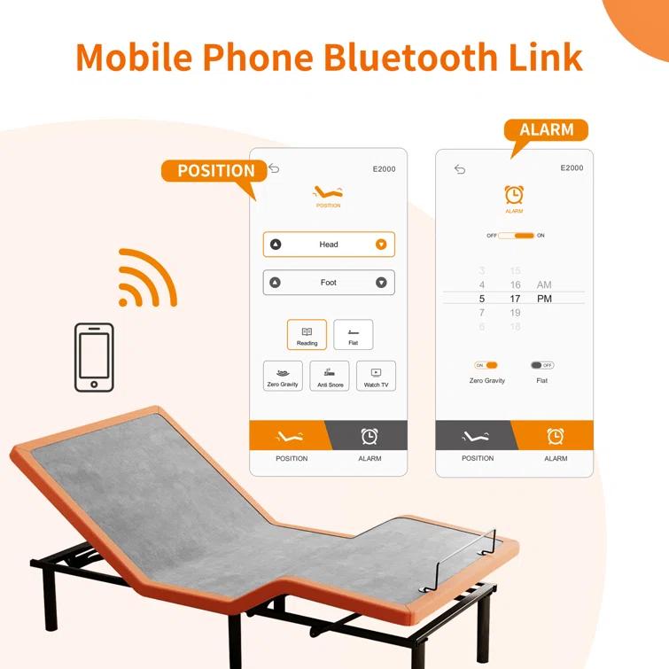 E2000 Series Zero Gravity Adjustable Bed with Wireless Remote & App Control