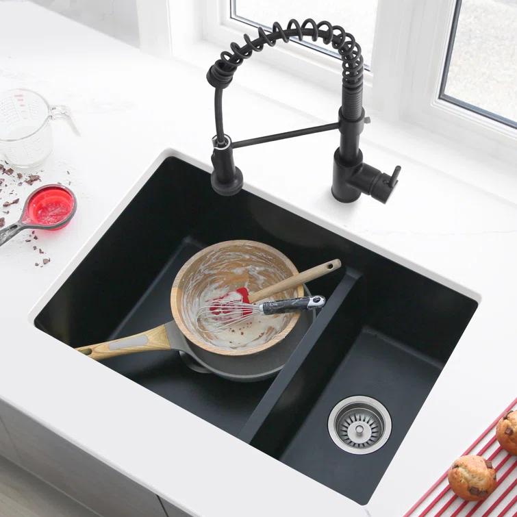 STYLISH S-827H Pietra STYLISH 27 inch Double Bowl 60/40 Dual Mount Composite Granite Kitchen Sink