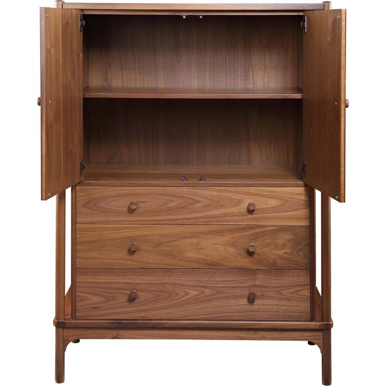 Walnut and Bamboo 45" Mid-Century Modern Gentleman's Chest
