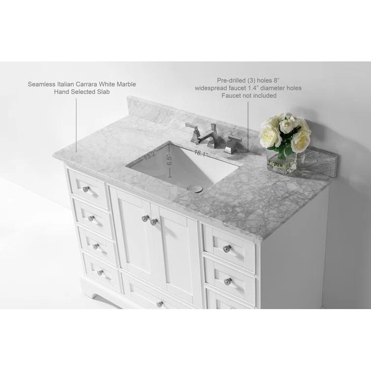 Ancerre Designs Audrey 48" Wood Bathroom Vanity Set with 2 Doors in White