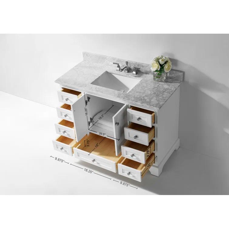 Ancerre Designs Audrey 48" Wood Bathroom Vanity Set with 2 Doors in White