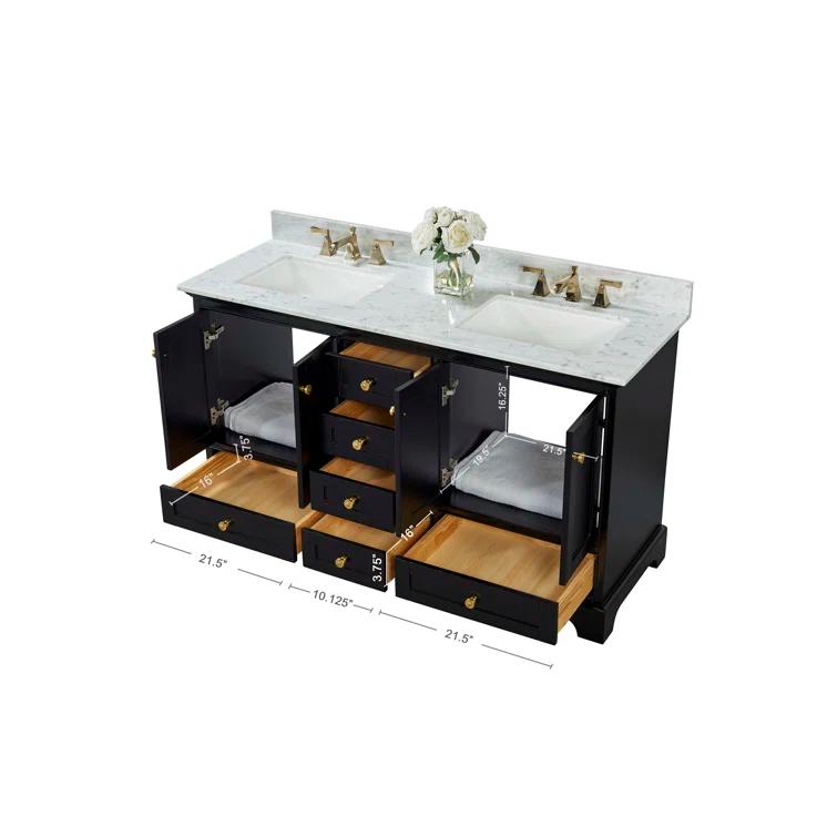 Varna 60'' Double Bathroom Vanity with Marble Top