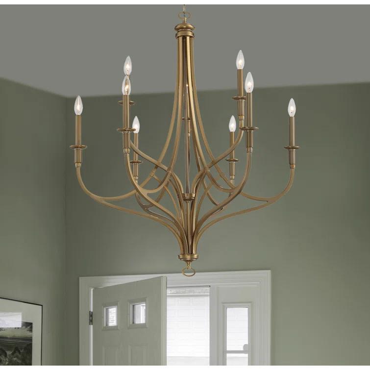 Minka Lavery Brushed Honey Gold Chandelier 34" Wide Modern 9-Light Fixture for Dining Room House Foyer Kitchen Entryway Bedroom